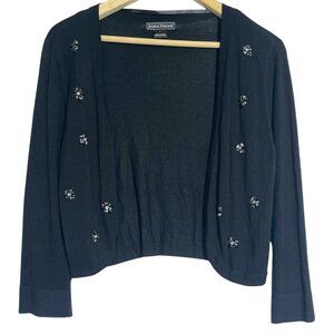 Jessica Howard NWT Black Beaded Sweater Shrug Women L Knit Cover Up Glam Evening